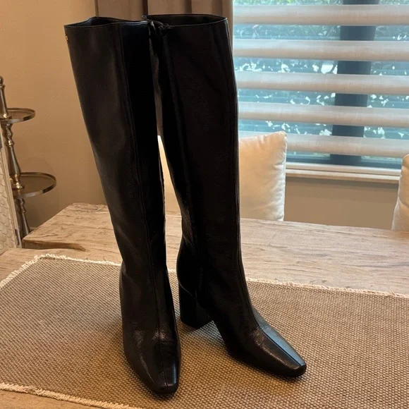 Tory Burch Black Leather Heeled Boots - Picture 3 of 6